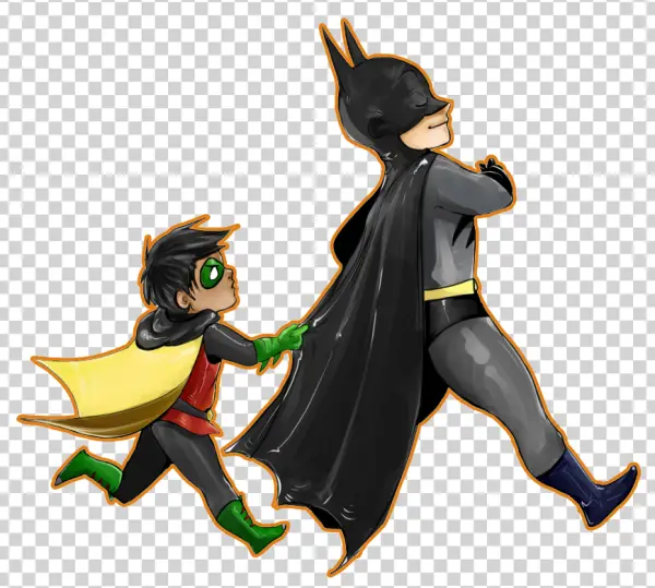 Batman and Robin Cartoon Art PNG Transparent Background