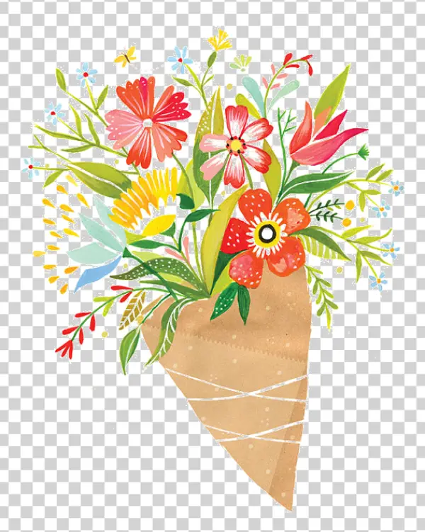 Colorful Watercolor Flower Bouquet PNG