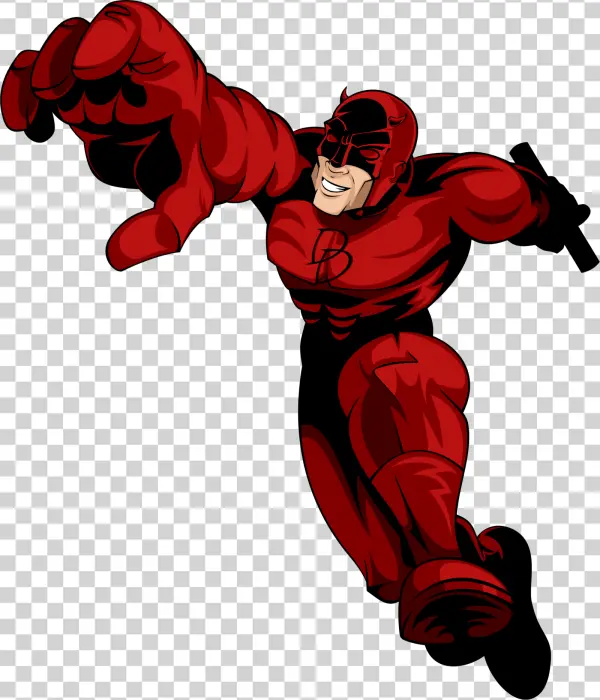 Dynamic Red Superhero Character PNG Transparent