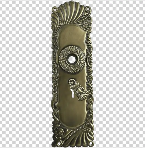 Antique Ornate Brass Door Plate PNG