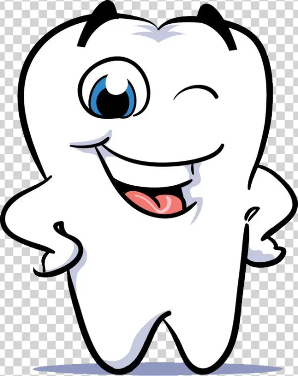 Winking Cartoon Tooth Mascot PNG