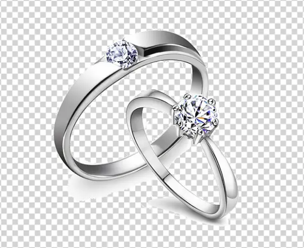 Silver Diamond Wedding Rings PNG Transparent Background