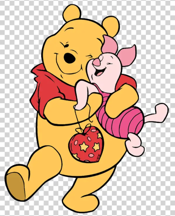 Winnie the Pooh and Piglet Hugging PNG Transparent