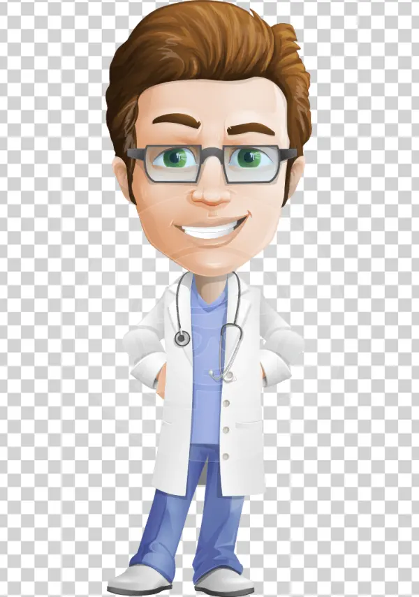 Smiling Male Doctor Cartoon PNG Transparent