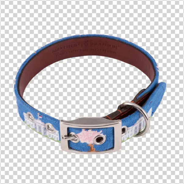 Blue Needlepoint Dog Collar PNG Transparent Background