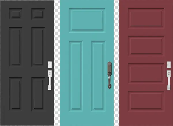 Three Paneled Doors in Different Colors PNG Transparent Background