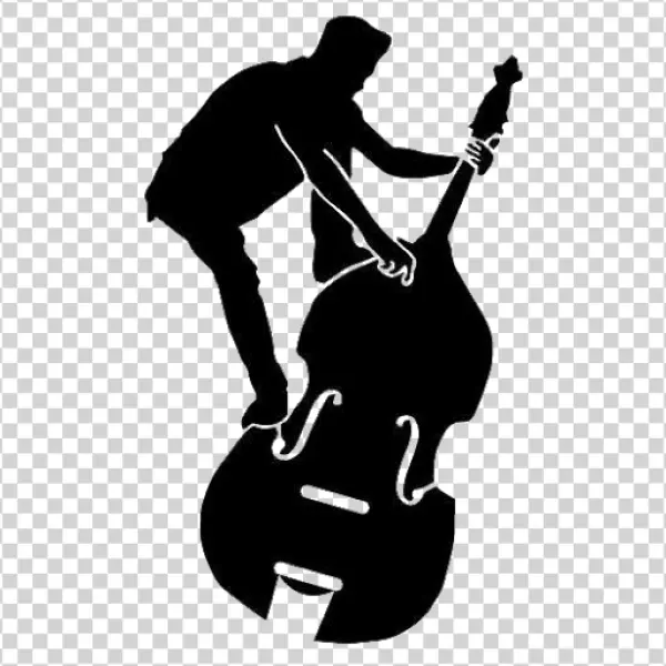Bassist Playing Upright Bass Silhouette PNG
