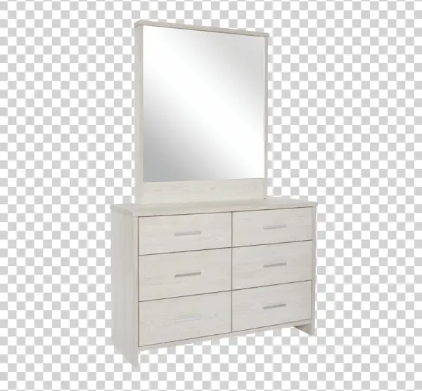 White Wood Dresser with Mirror PNG Transparent Background