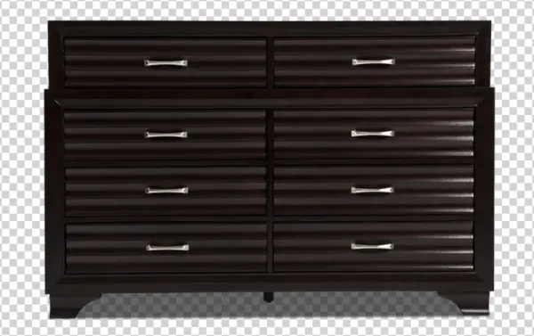 Dark Brown Dresser PNG with Silver Handles