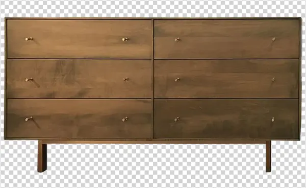 Modern Wooden Six-Drawer Dresser PNG