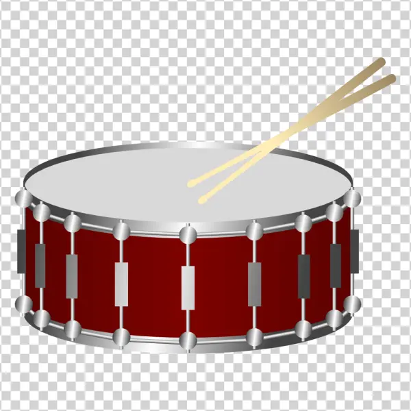 Red Snare Drum with Drumsticks PNG