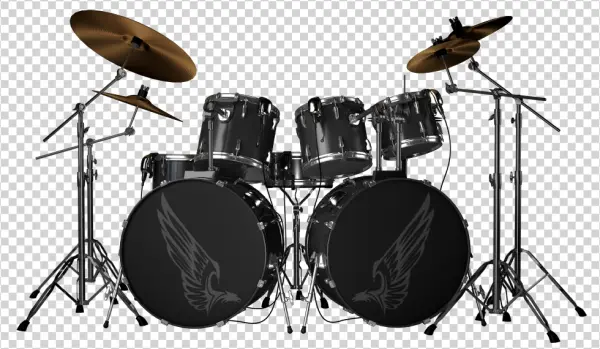 Realistic Black Drum Kit PNG Transparent Background