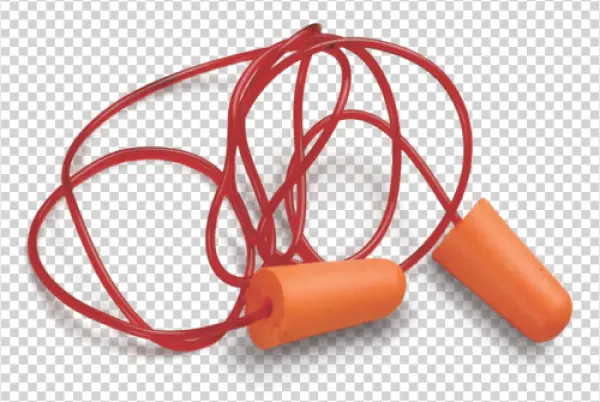 Orange Earplugs with Red Cord PNG Transparent Background
