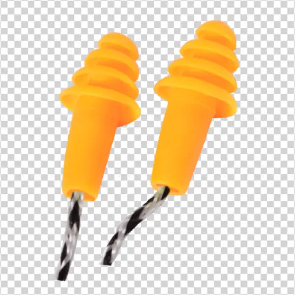 Orange Corded Earplugs PNG Transparent Background