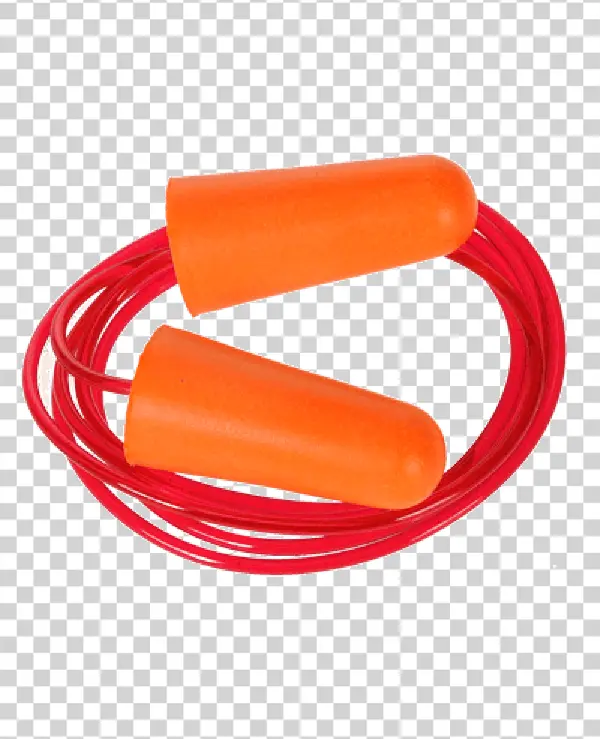 Orange Earplugs with Red Cord PNG Transparent Background