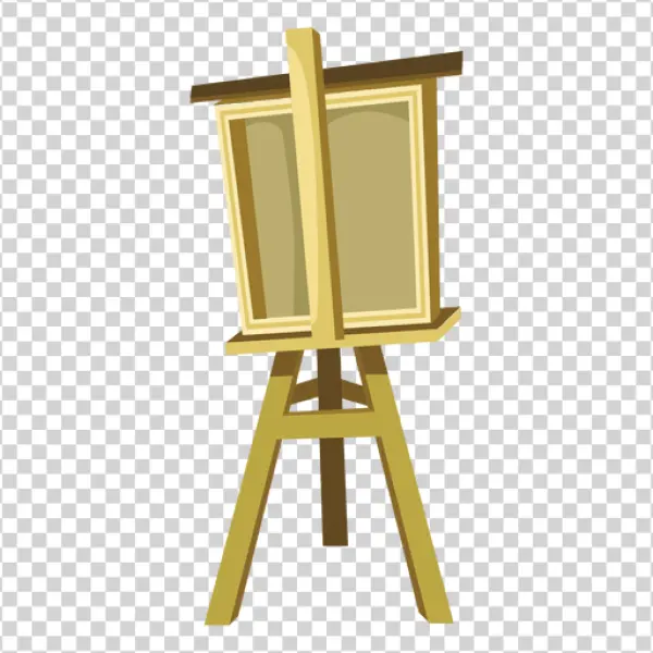 Wooden Art Easel with Blank Canvas PNG