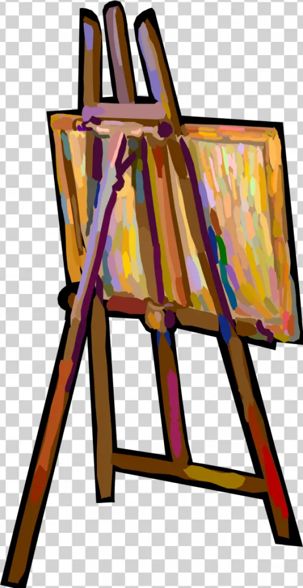 Art Easel with Abstract Painting PNG