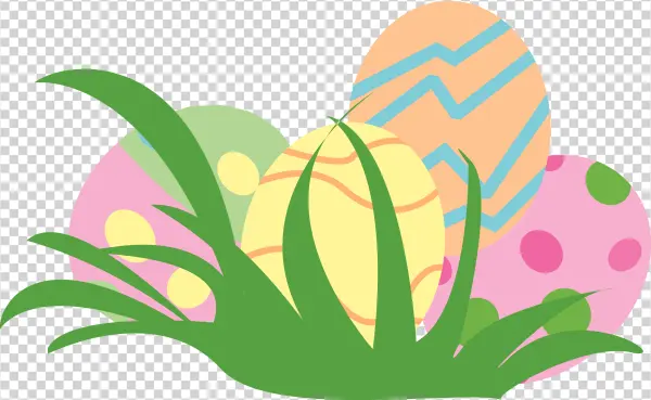 Colorful Easter Eggs in Grass PNG Transparent Background