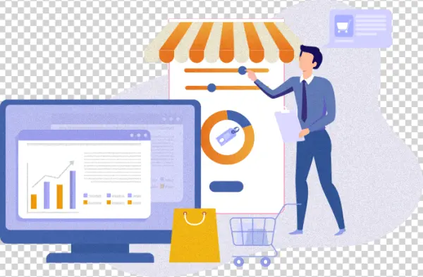 E-commerce Management and Analytics Illustration