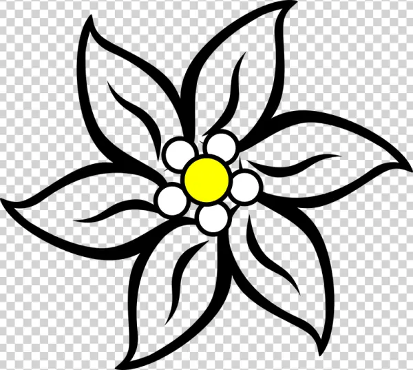 Minimalist Yellow and White Flower Icon PNG