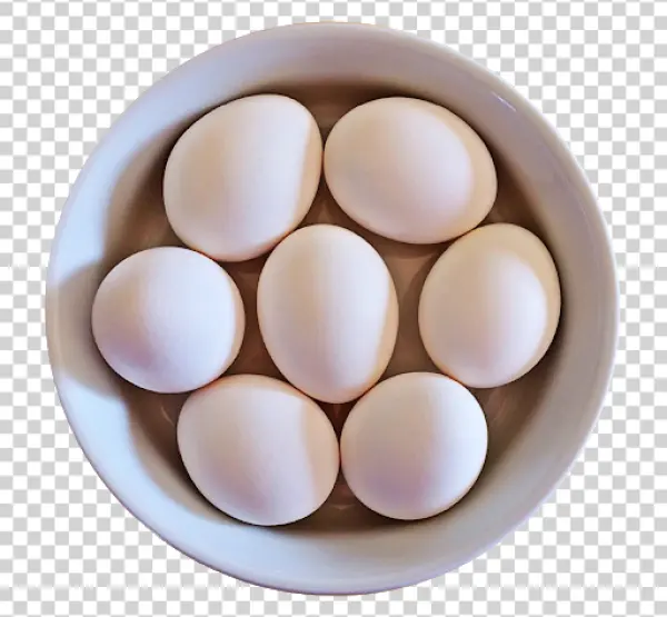 Seven White Eggs in a Bowl PNG Transparent Background
