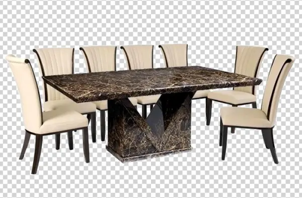 Luxury Dining Table and Chairs Set PNG Transparent Background