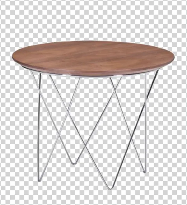 Modern Round Wooden Side Table PNG Transparent Background