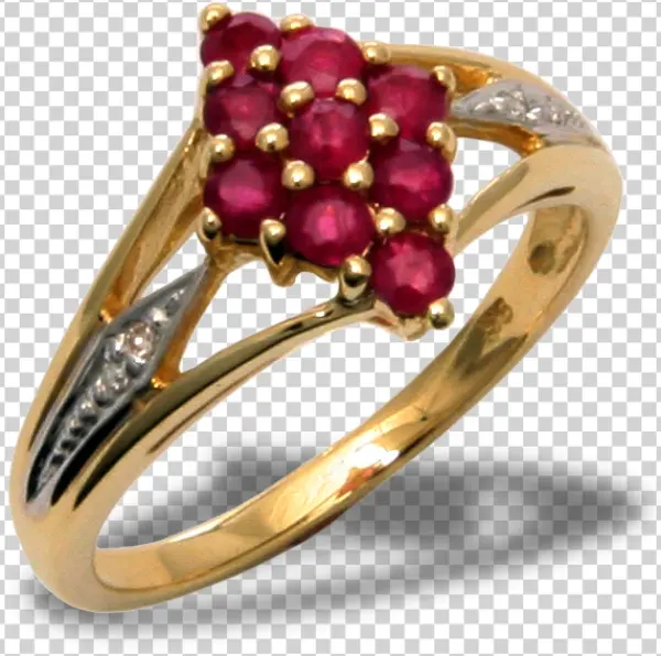 Gold Ruby Cluster Ring PNG Transparent Background