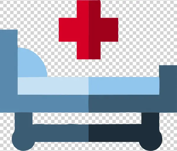 Hospital Bed Icon with Red Cross PNG Transparent