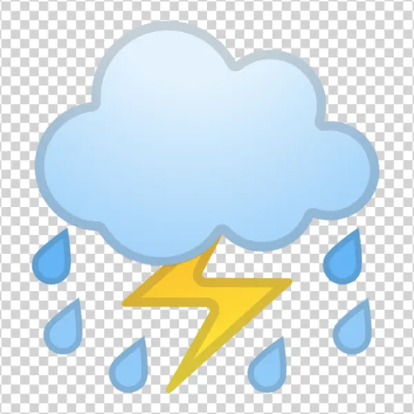 Cloud with Rain and Lightning PNG Transparent