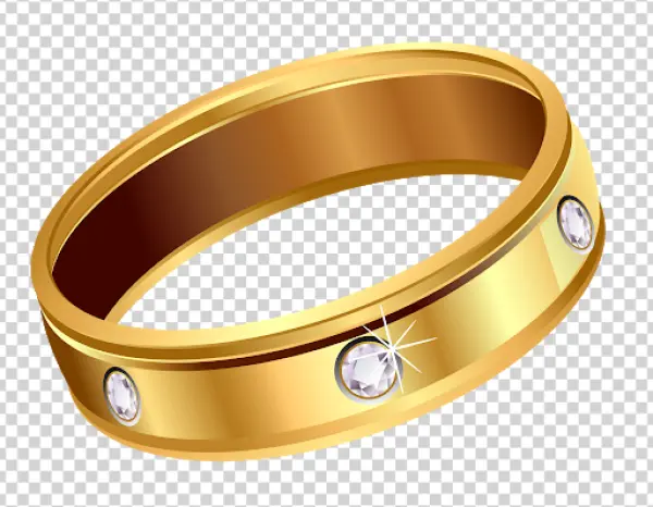 Golden Ring with Diamonds PNG Transparent Background