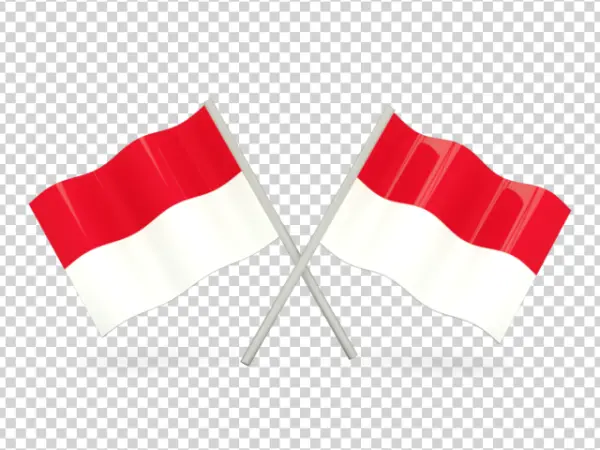 Crossed Red and White Flags PNG Transparent Background