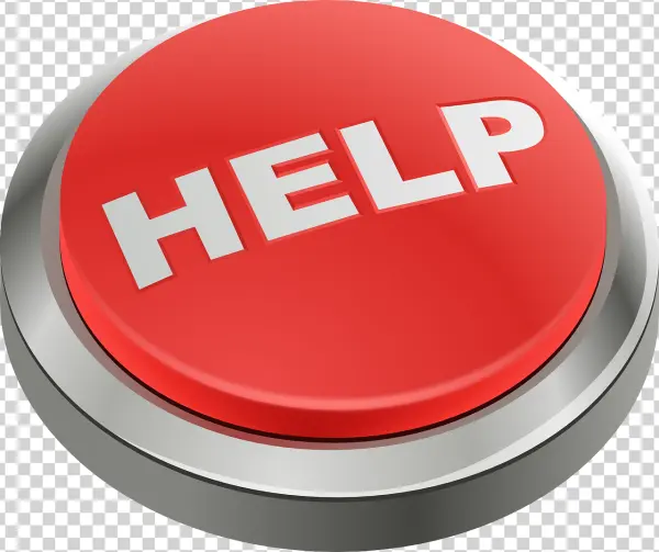 3D Red Help Button PNG Transparent Background