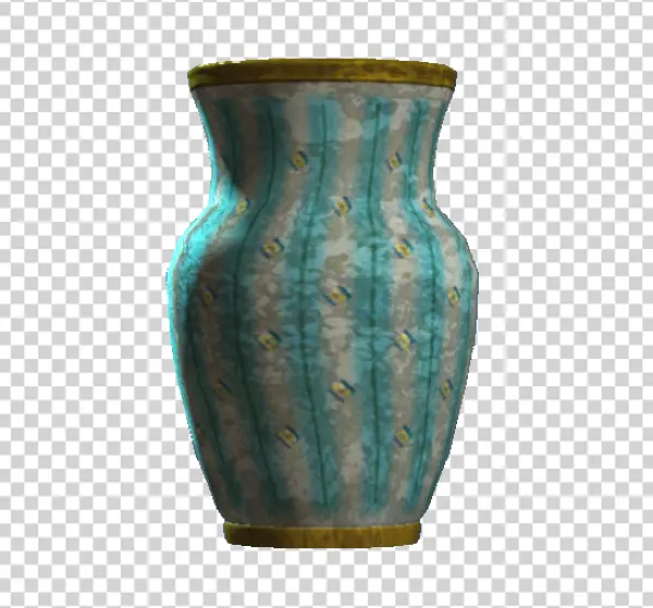 Vintage Teal Striped Vase PNG Transparent