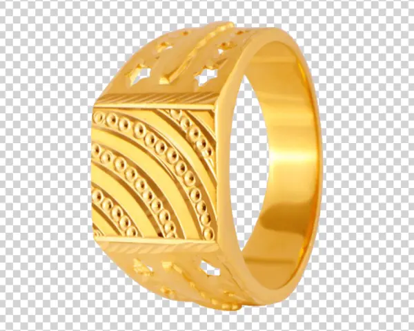 Golden Ring with Textured Design PNG Transparent
