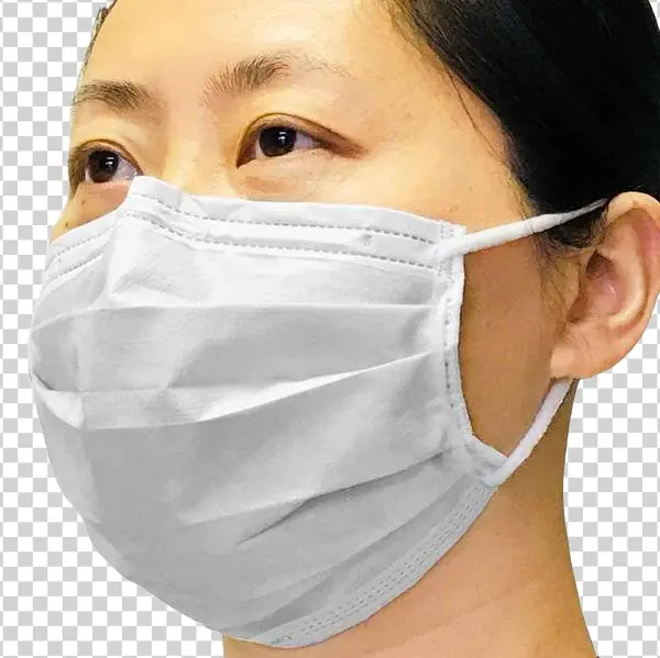 Woman Wearing White Disposable Face Mask PNG