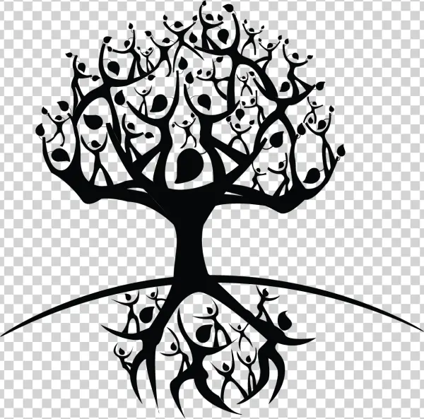 Human Figures Tree Silhouette PNG