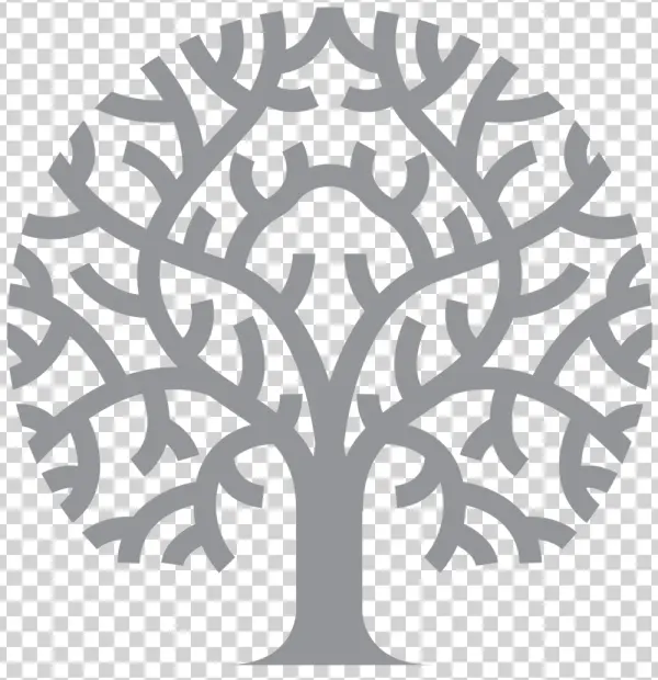 Stylized Gray Tree Logo Icon PNG Transparent Background