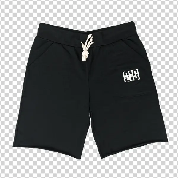 Black Casual Shorts with Drawstring and Logo PNG Transparent