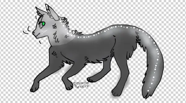 Stylized Grey Wolf with Green Eyes PNG Transparent Background