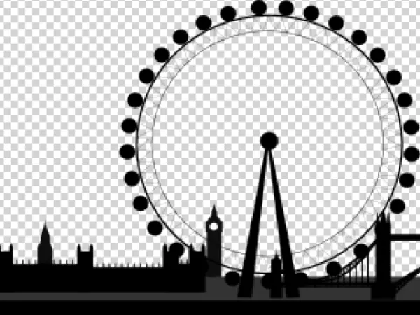 London Eye Skyline Silhouette PNG Transparent Background