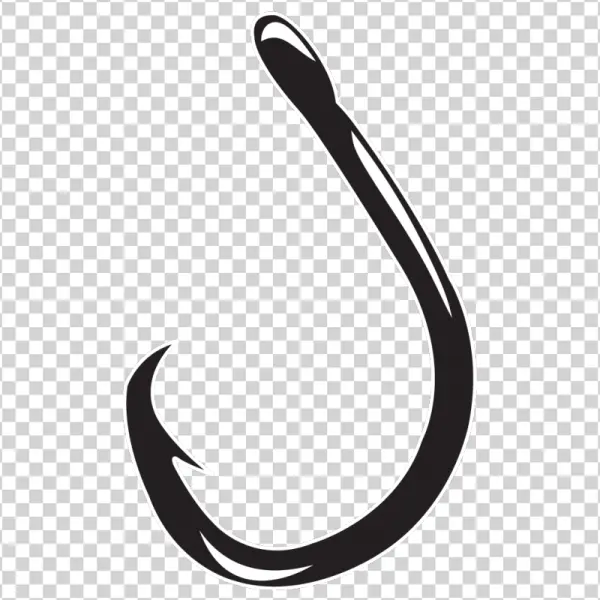 Black Fishing Hook PNG Transparent Background