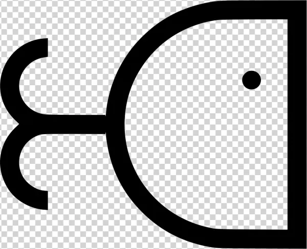 Minimalist Line Art Fish Icon PNG