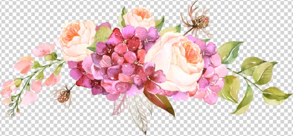 Watercolor Floral Bouquet Transparent Background