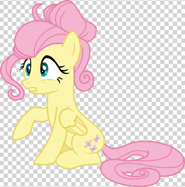 Fluttershy Scared Sitting Pose PNG Transparent Background