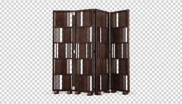 Dark Wood Room Divider Screen PNG Transparent