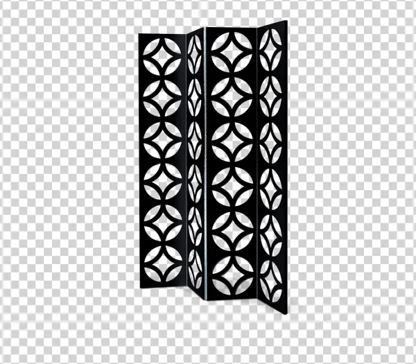 Black Decorative Room Divider Screen PNG