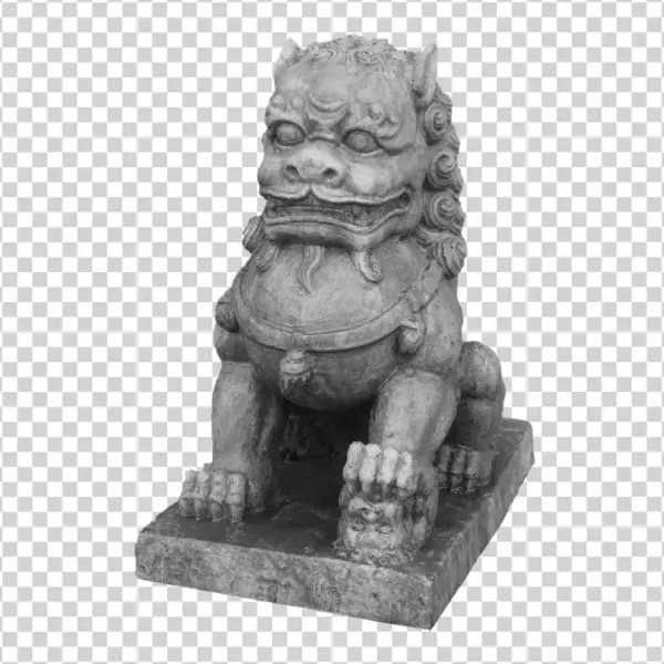 Gray Stone Foo Dog Statue PNG Transparent Background