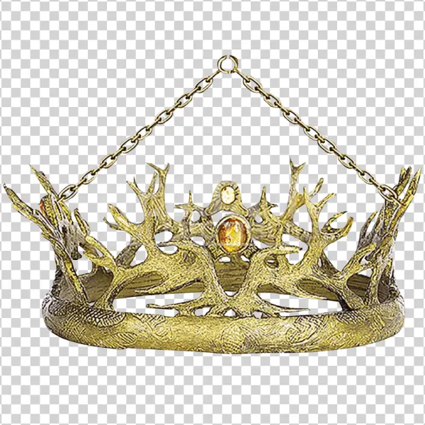 Medieval Golden Crown PNG with Chain
