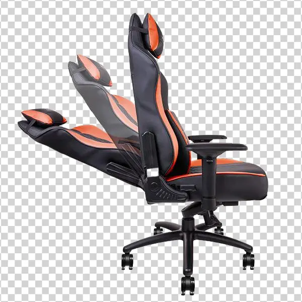 Black and Orange Gaming Chair with Recline PNG